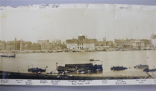 An early 20th century panoramic photo of Shanghai harbour